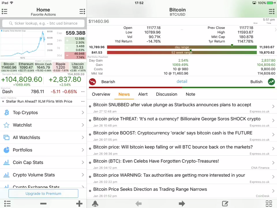 Crypto Master realtime tracker screeenshot